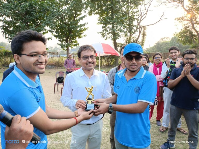 Man of the match in a cricket match with students